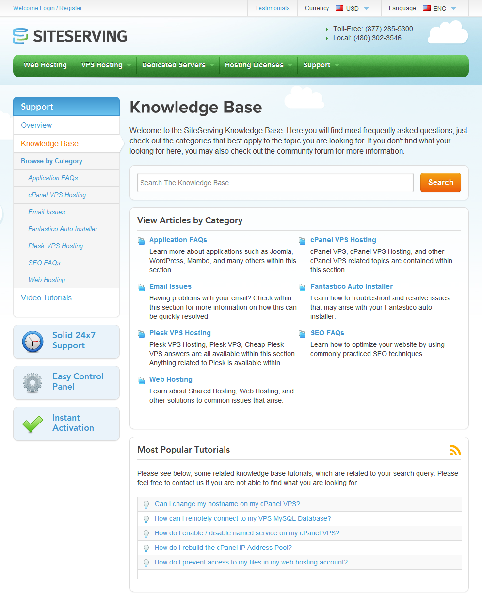 Siteserving Knowledge Base Design