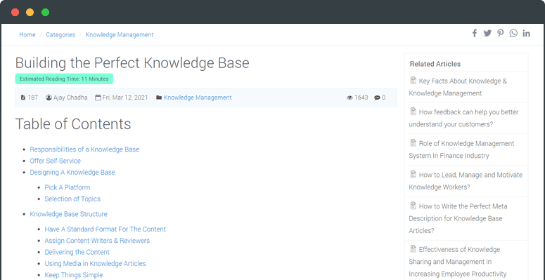 Knowledge Base Article Screen