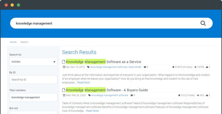 Knowledge Base Search Results