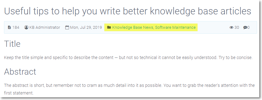 Multiple Categories for an Article