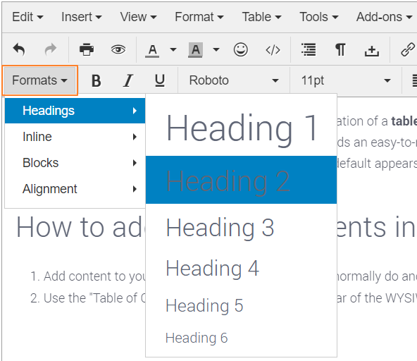 Format Article Headings