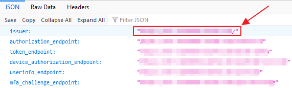 Endpoints - Copy Issuer URL