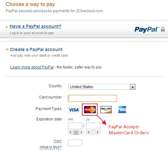 Pay Using MasterCard via PayPal Pay Using MasterCard via PayPal