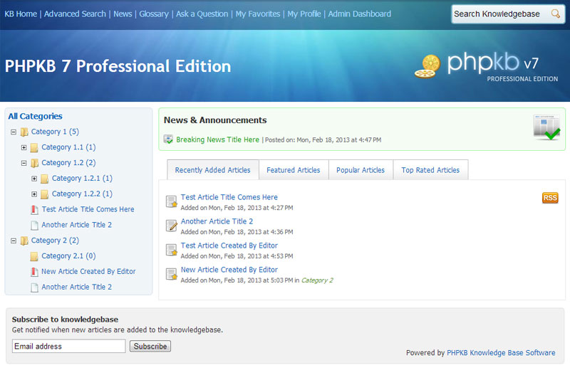 Default Theme of PHPKB 7 Default Theme of PHPKB 7
