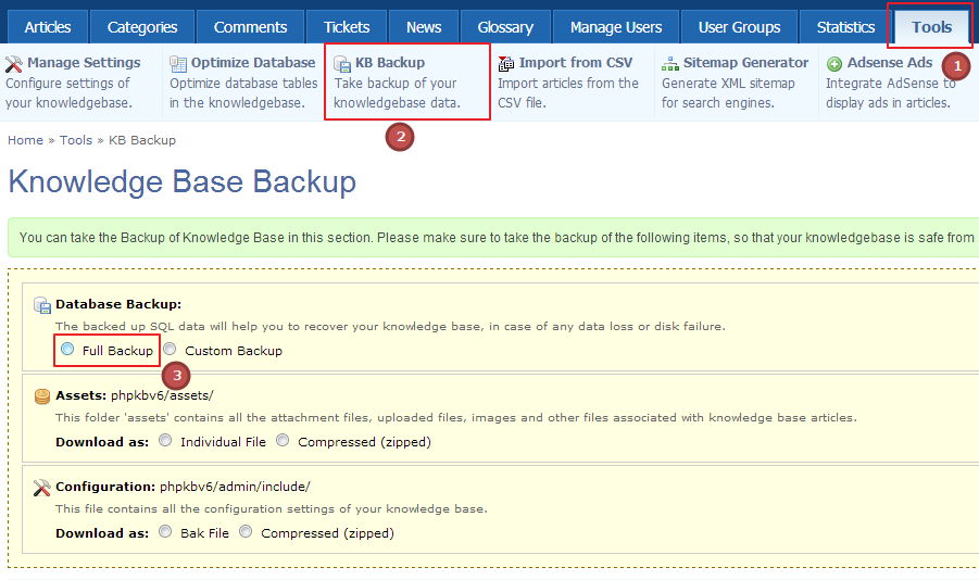 Knowledge Base Backup