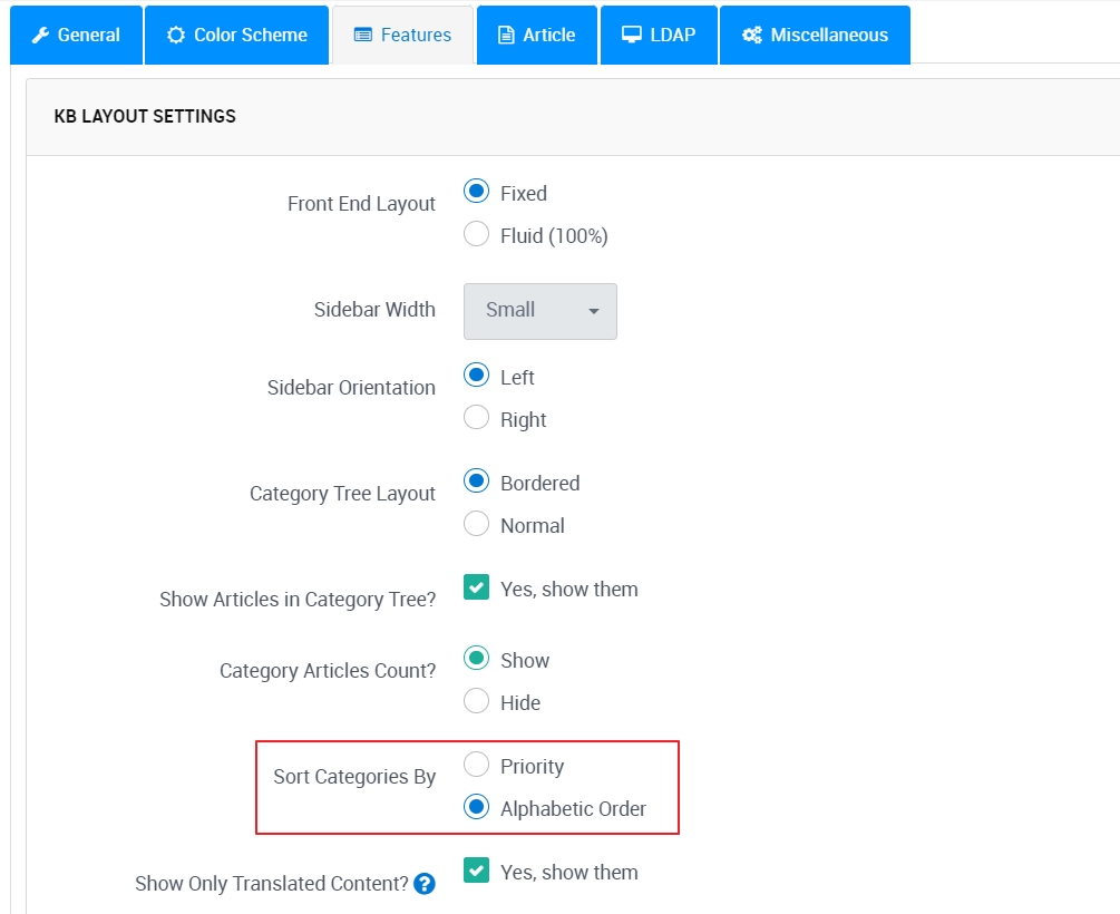 Changing Sort Order of Categories