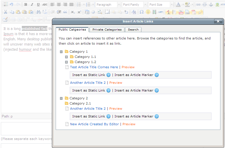 Insert links to knowledge base articles Insert links to knowledge base articles