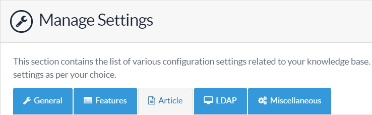 Manage Article Settings